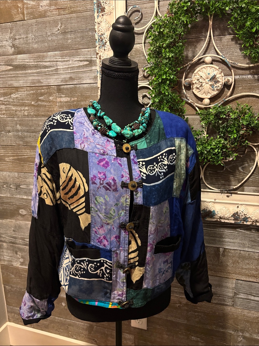Kosi (Size M) Boho Patchwork Multicolor Women's Jacket - Made in Indonesia